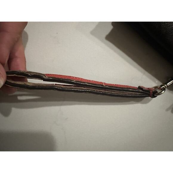 Coach Signature Wristlet Brown/Red Leather Trim – Classic Logo Print - Picture 5 of 11